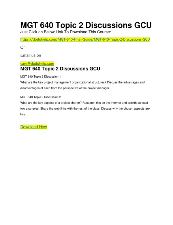 MGT 640 Topic 2 Discussions GCU