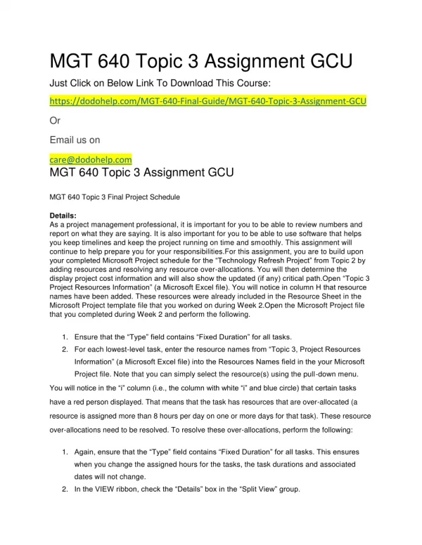 MGT 640 Topic 3 Assignment GCU