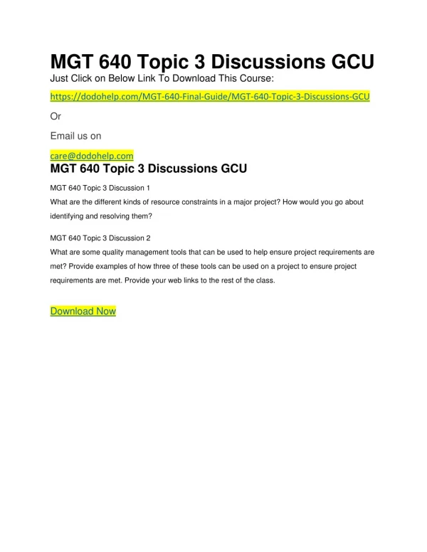 MGT 640 Topic 3 Discussions GCU