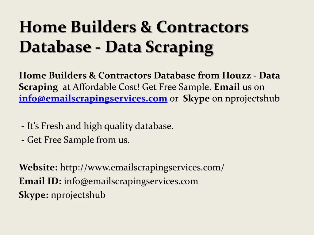 home builders contractors database data scraping