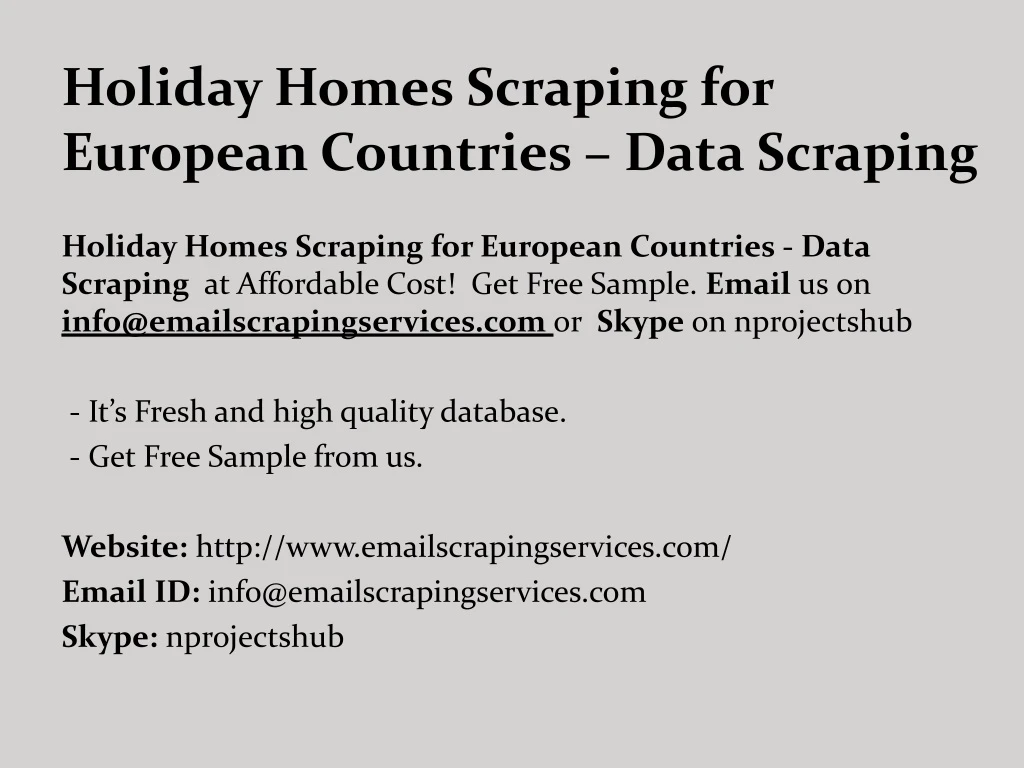 holiday homes scraping for european countries data scraping