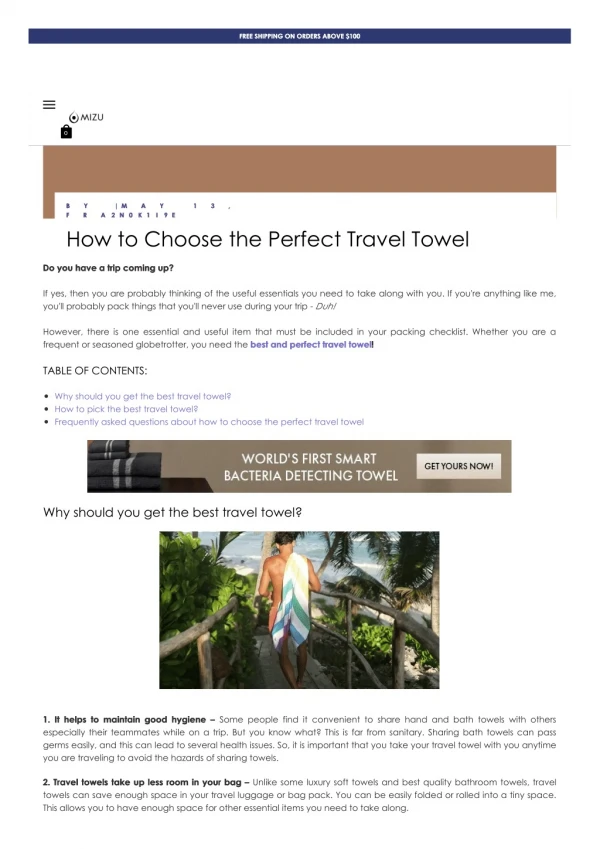 How to Choose the Perfect Travel Towel