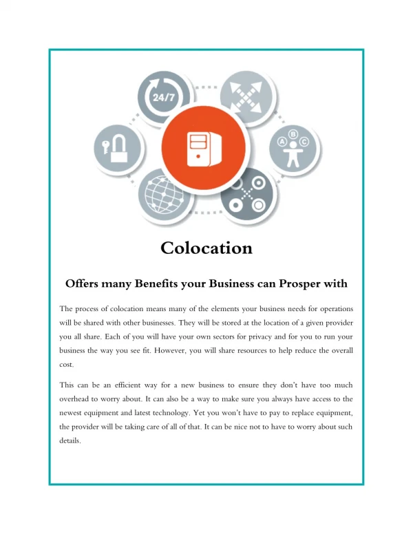 Colocation Offers many Benefits your Business can Prosper with