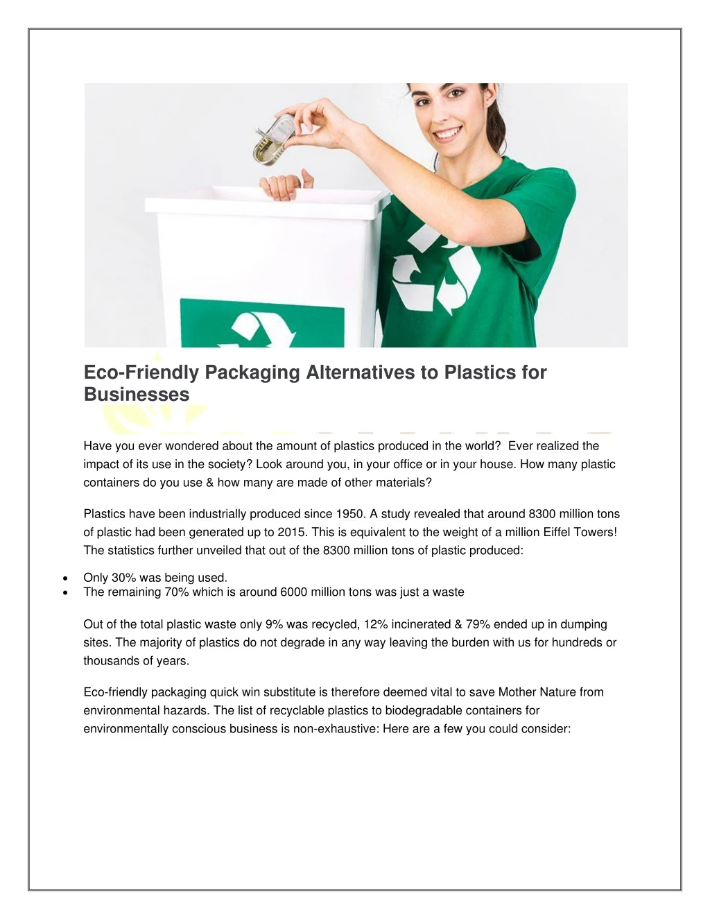 eco friendly packaging alternatives to plastics