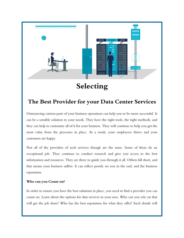 Selecting the Best Provider for your Data Center Services