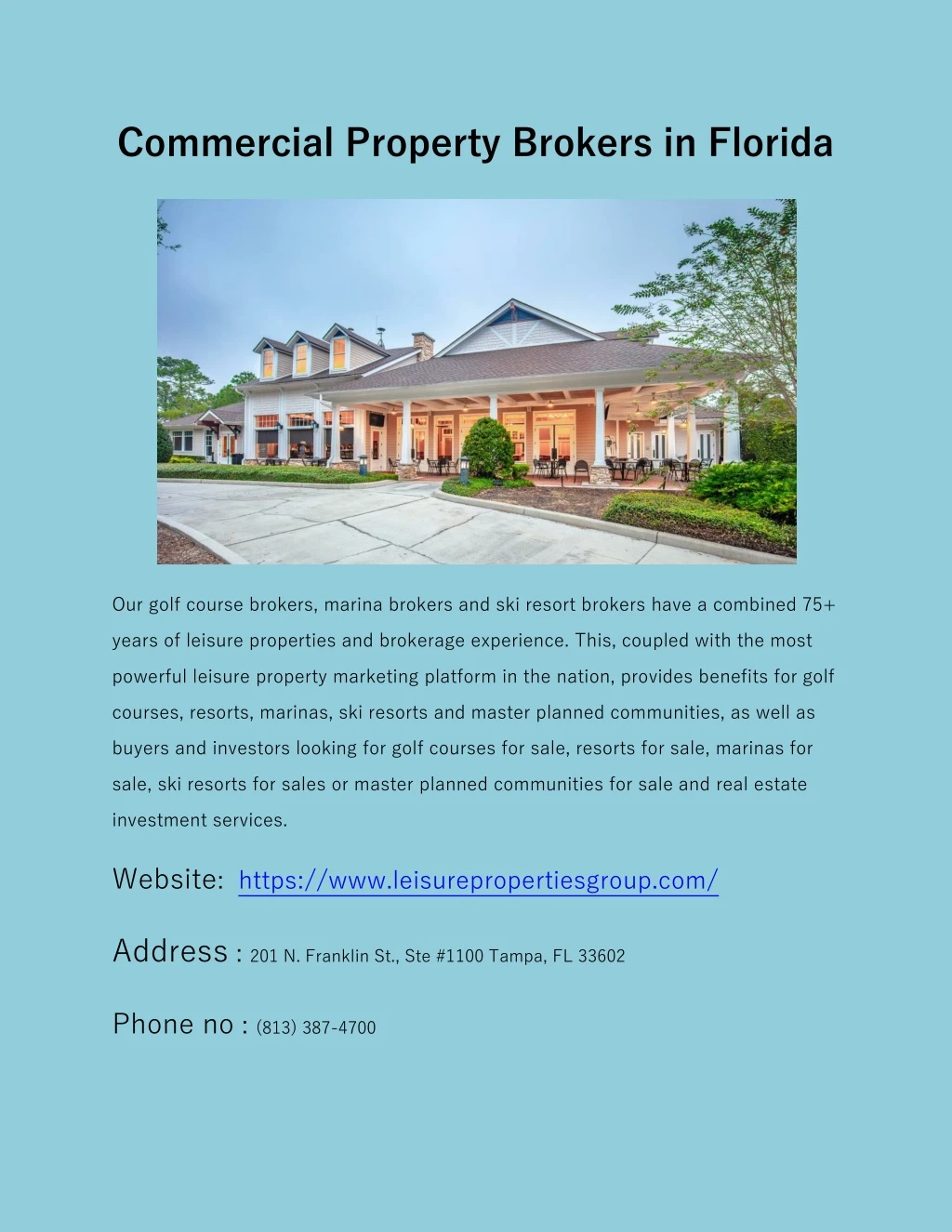commercial property brokers in florida