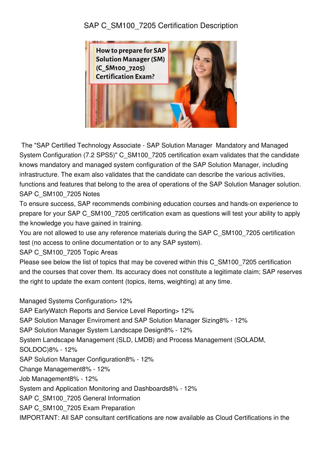 sap c sm100 7205 certification description