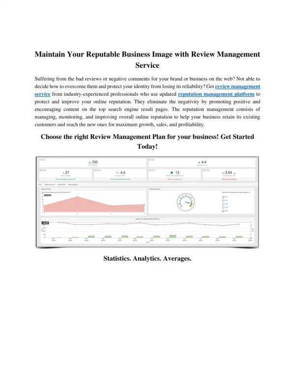 Maintain Your Reputable Business Image With Review Management Service