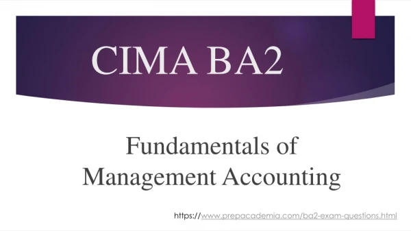CIMA BA2 Exam 2019