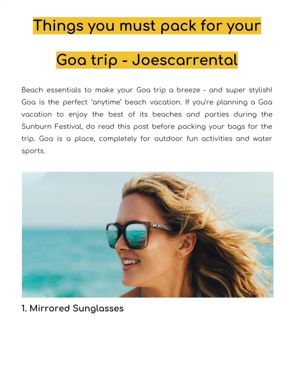 Things you must pack for your Goa trip - Joescarrental