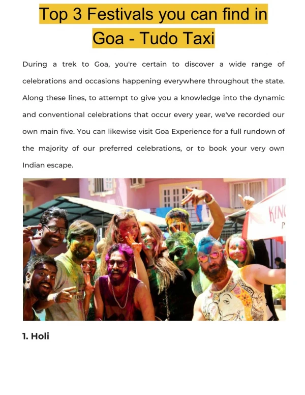 Top 3 Festivals you can find in Goa - Tudo taxi