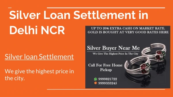 Silver Loan Settlement in Delhi NCR
