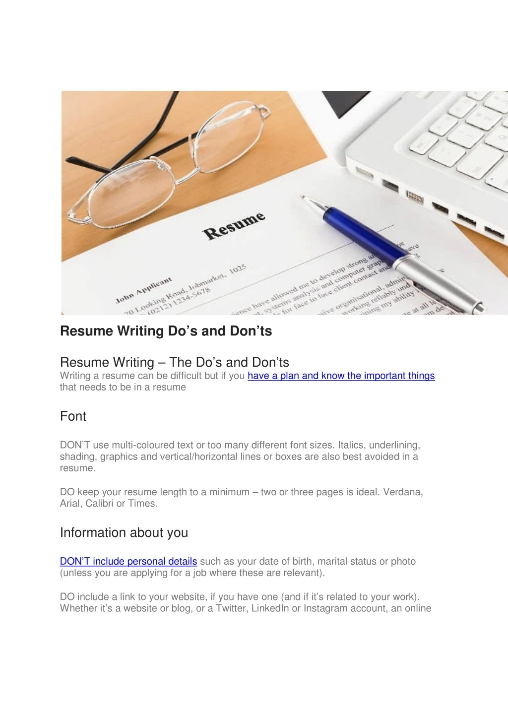resume writing do s and don ts