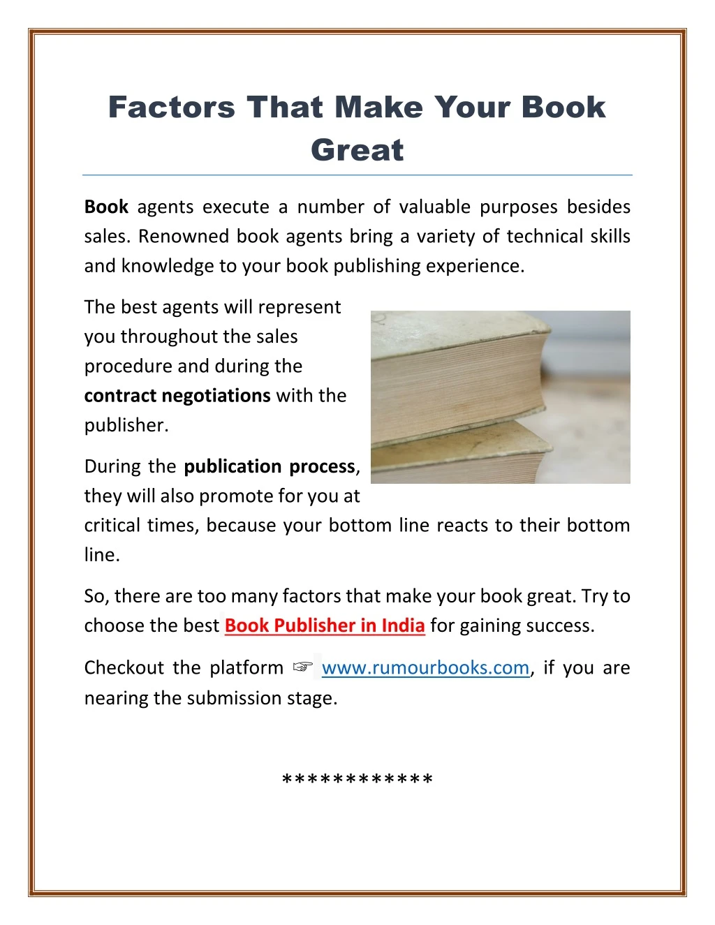 factors that make your book great