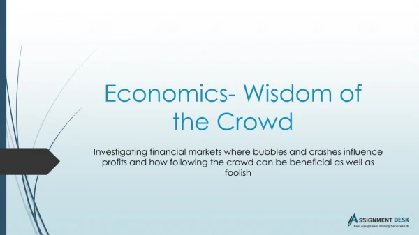 Economics- Wisdom of the Crowd | Assignment Desk