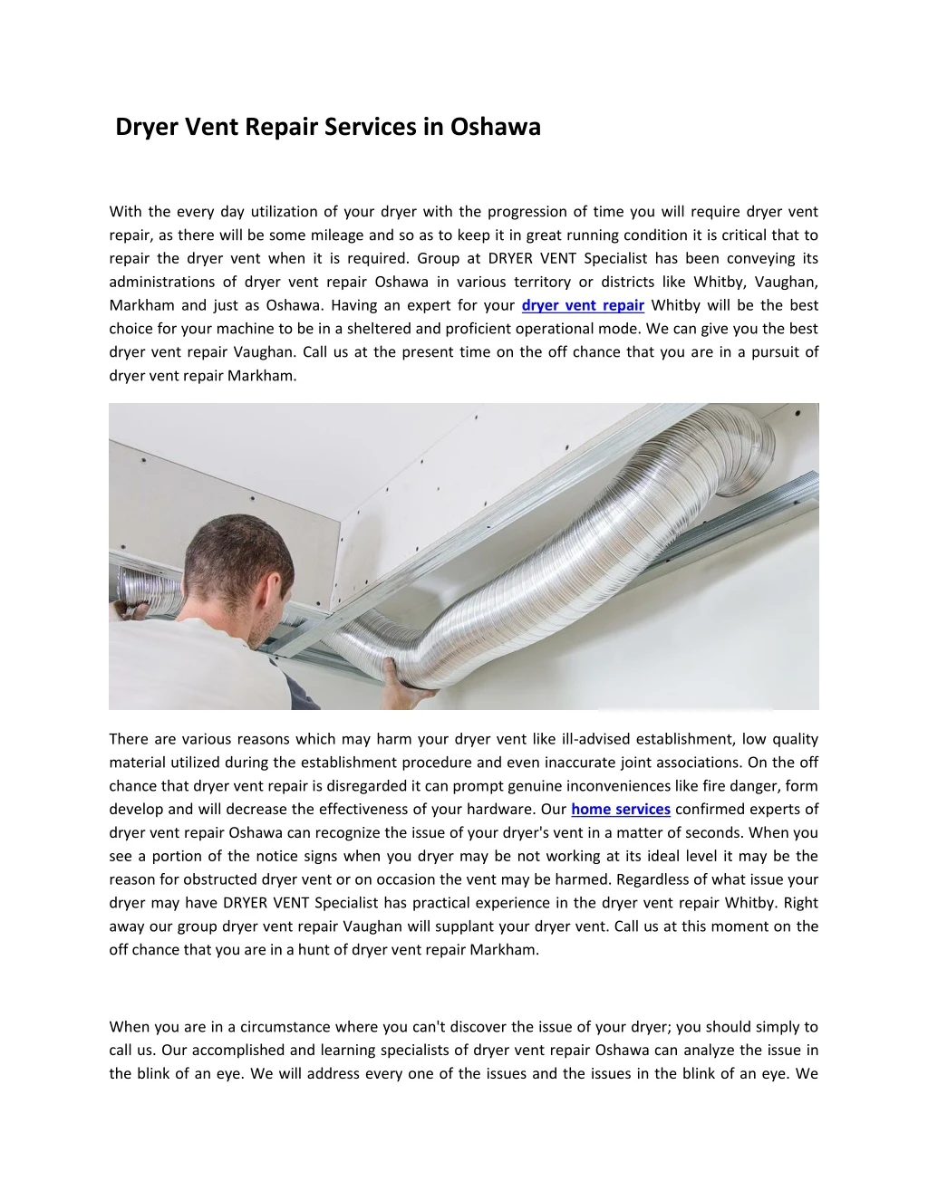 dryer vent repair services in oshawa