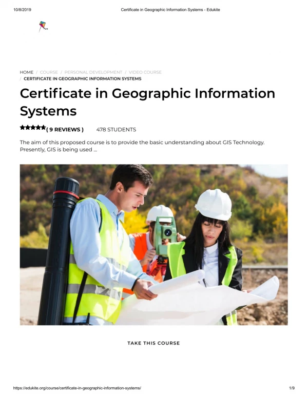 Certificate in Geographic Information Systems - Edukite