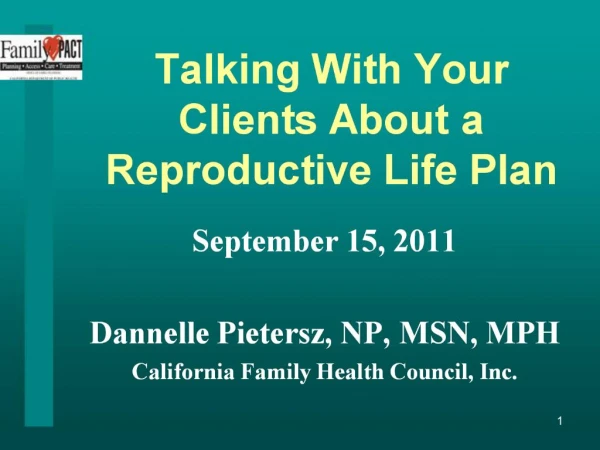 Talking With Your Clients About a Reproductive Life Plan