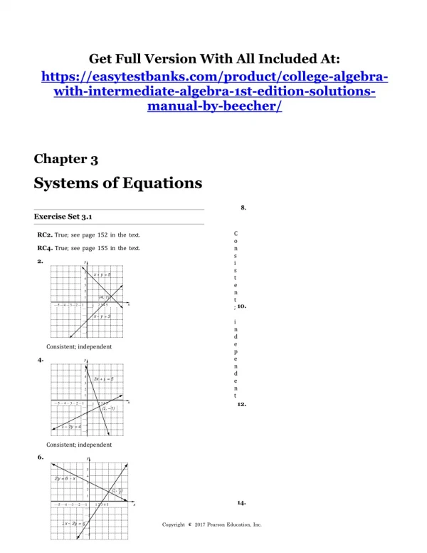 College Algebra with Intermediate Algebra 1st Edition Solutions Manual By Beecher