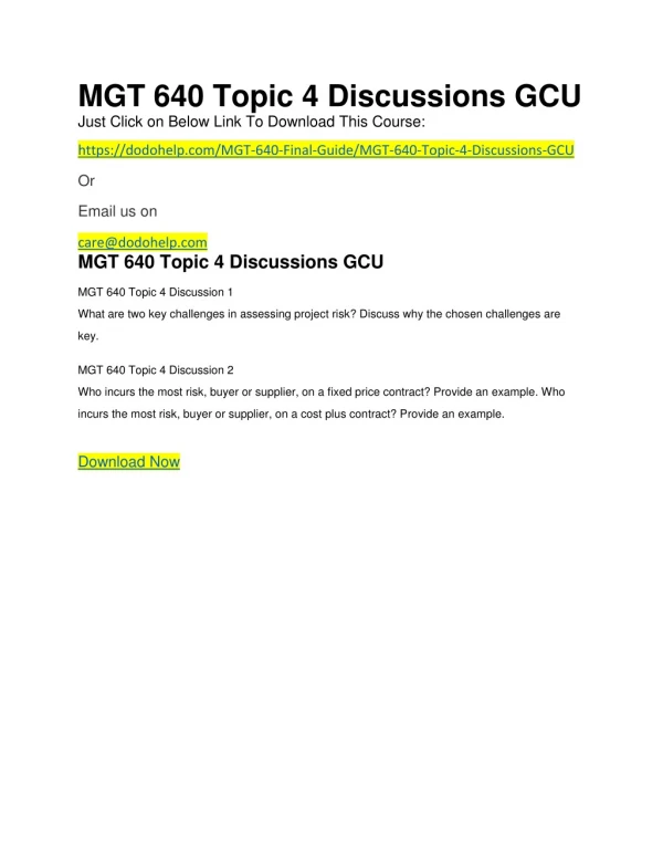 MGT 640 Topic 4 Discussions GCU