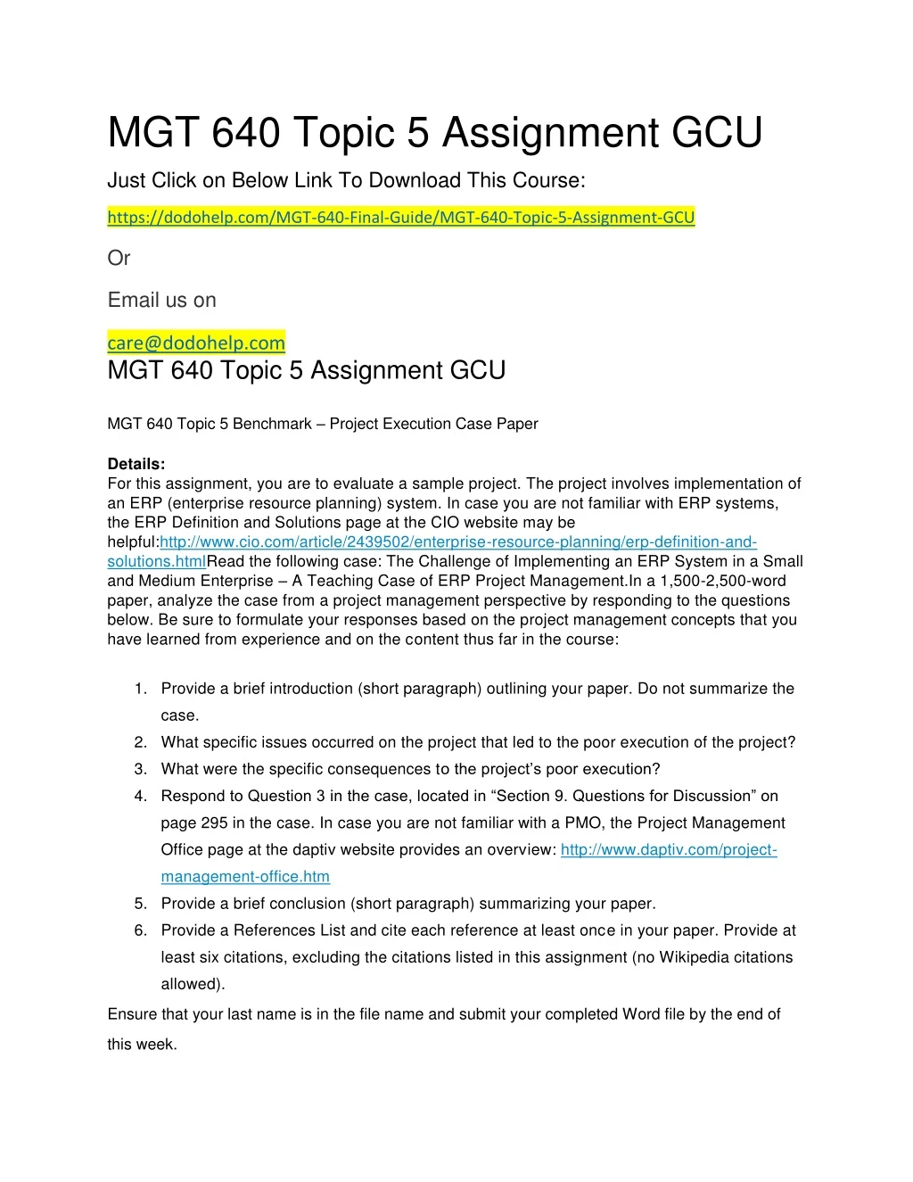 mgt 640 topic 5 assignment gcu