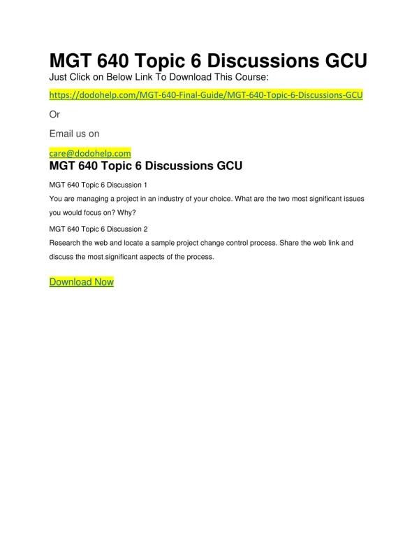 MGT 640 Topic 6 Discussions GCU