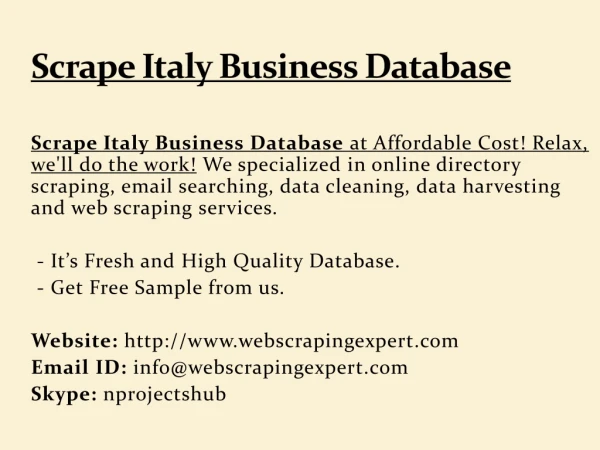 Scrape Italy Business Database