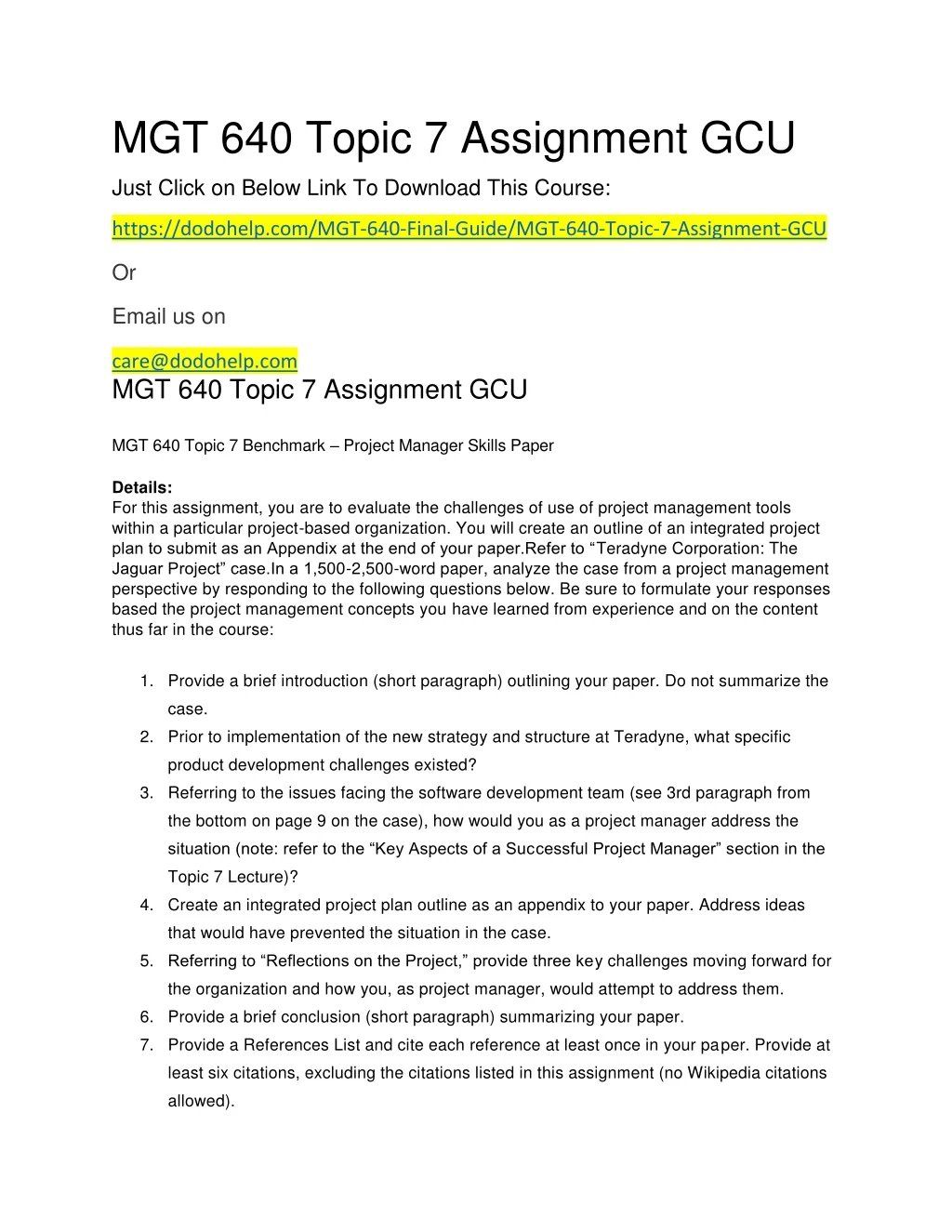 mgt 640 topic 7 assignment gcu