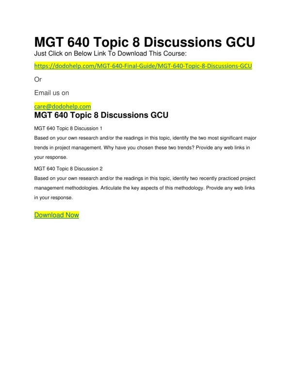 MGT 640 Topic 8 Discussions GCU