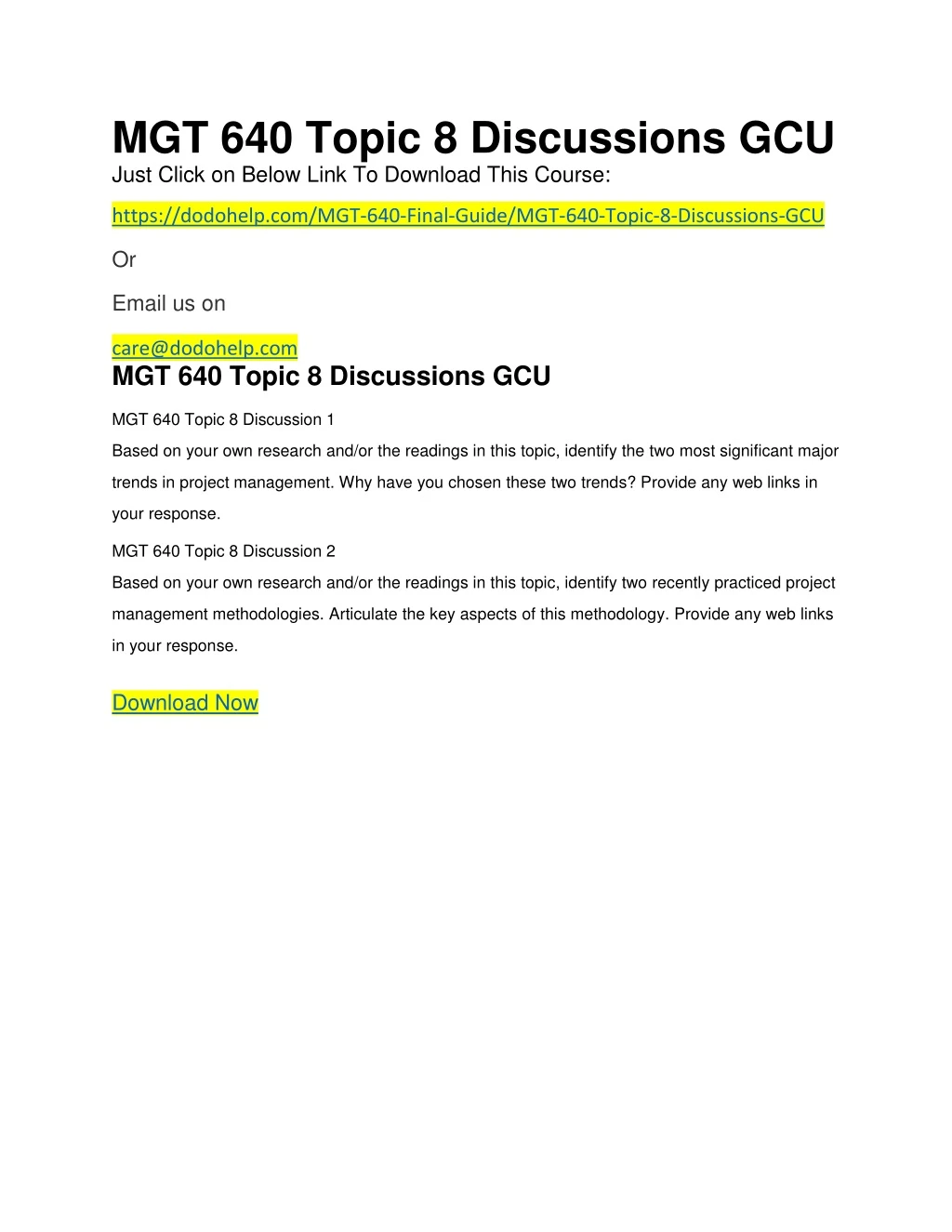 mgt 640 topic 8 discussions gcu just click