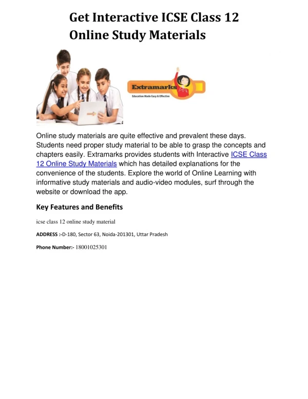 Get Interactive ICSE Class 12 Online Study Materials