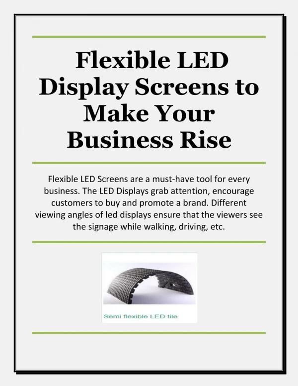 Flexible LED Display Screens to Make Your Business Rise