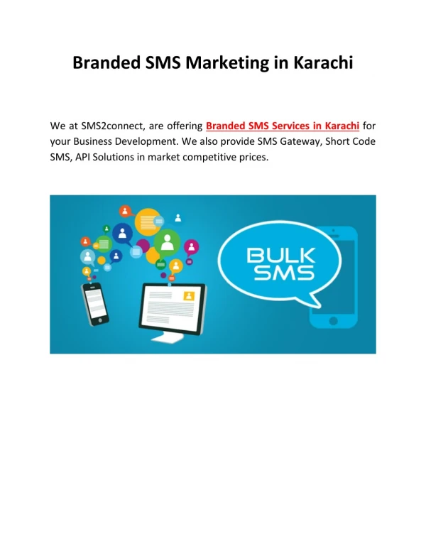 Branded SMS Marketing in Karachi