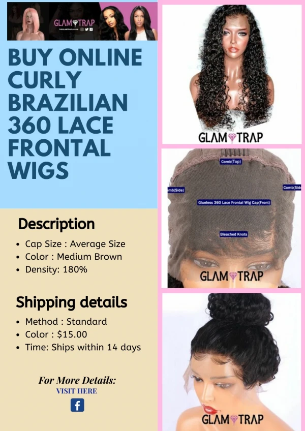 Buy Online Curly Brazilian 360 lace frontal wigs