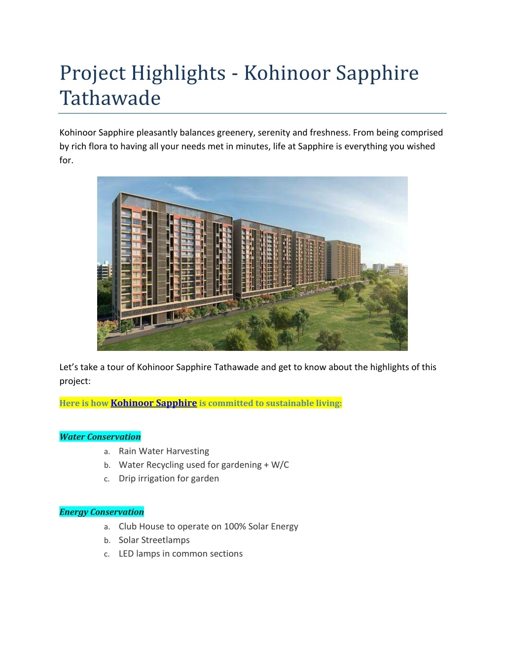 project highlights kohinoor sapphire tathawade