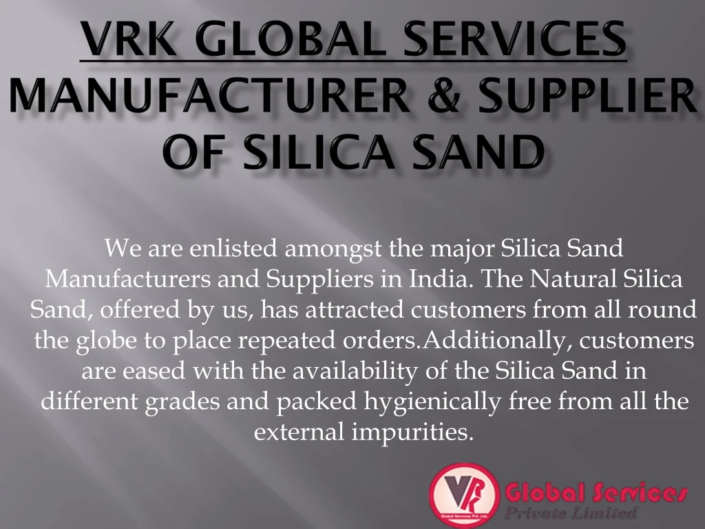 vrk global services manufacturer supplier of silica sand