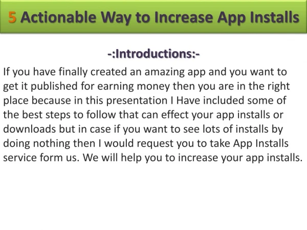 5 Actionable Way to Increase App Installs