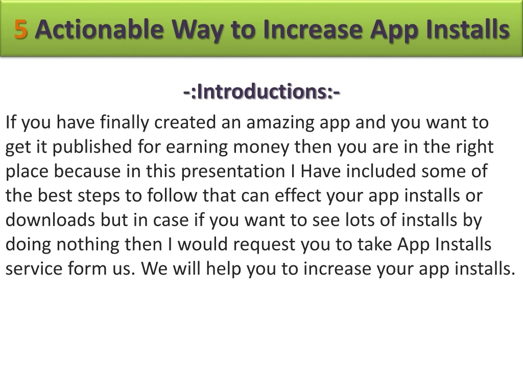 5 actionable way to increase app installs