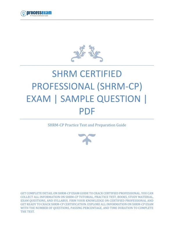 SHRM Certified Professional (SHRM-CP) Exam | Sample Question | PDF