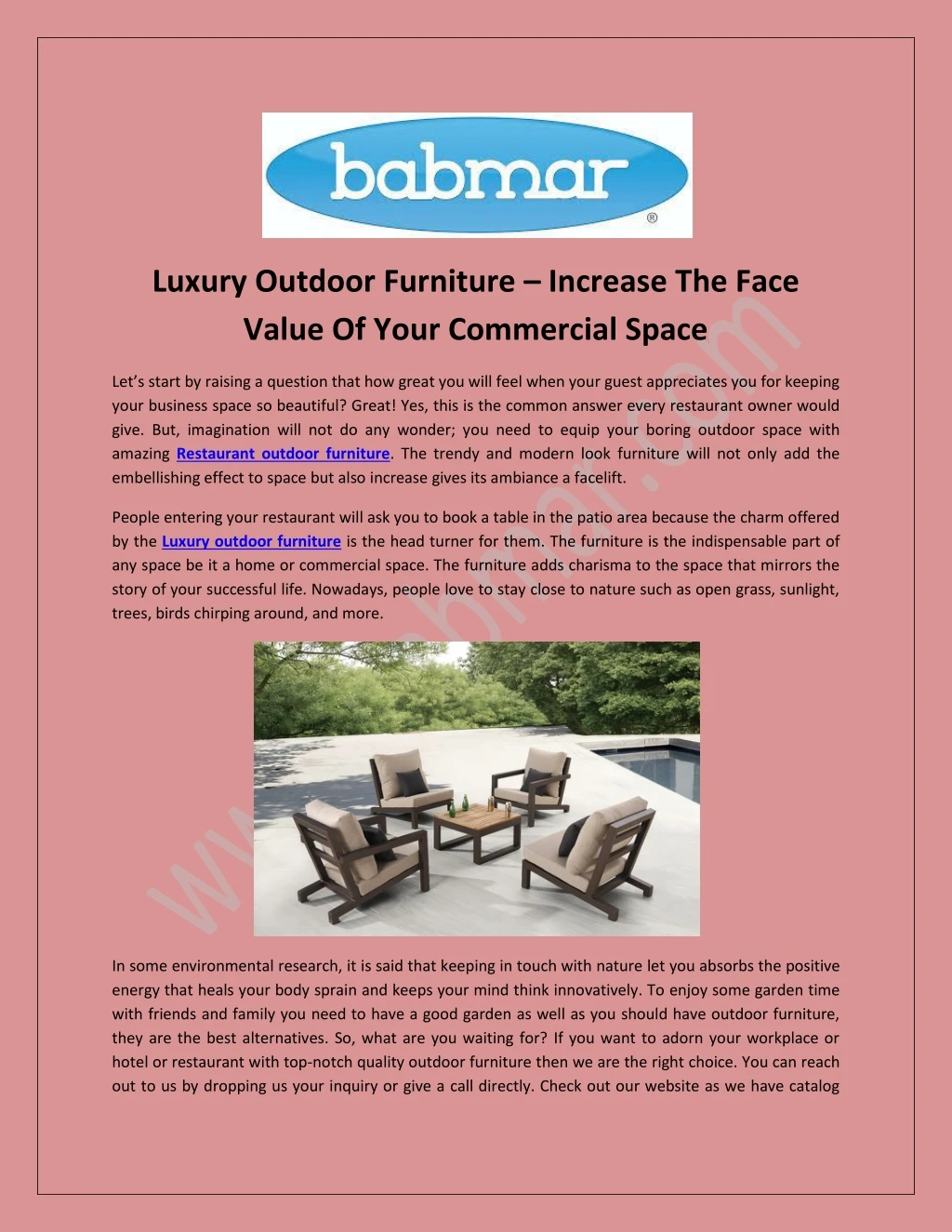 luxury outdoor furniture increase the face value