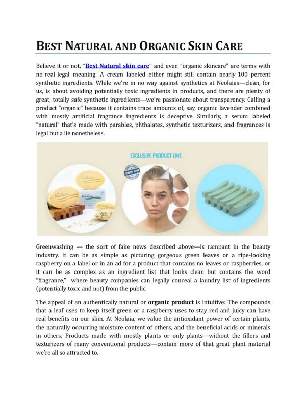 Best Natural and Organic Skin Care