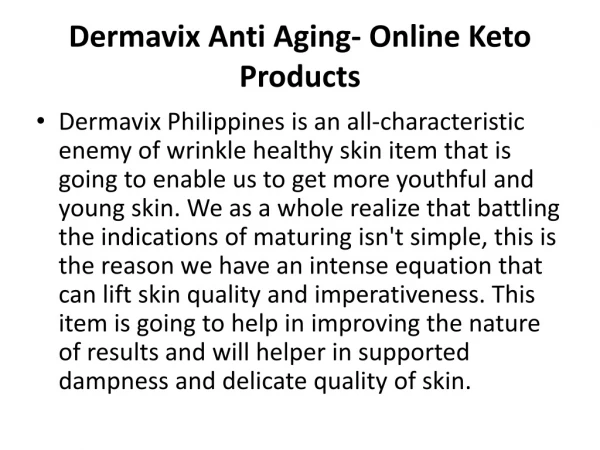 DermaVix - Online Keto Products