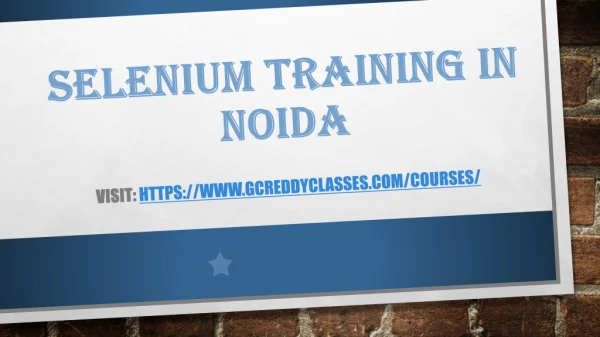 selenium training in noida