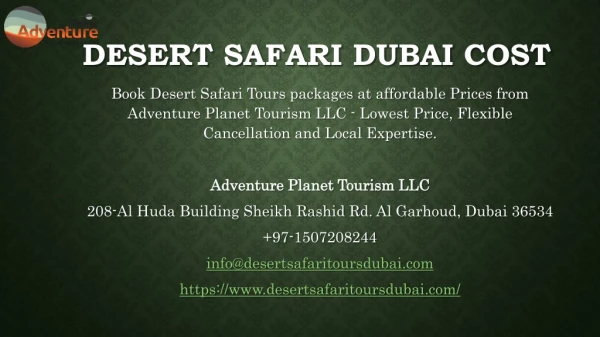 Desert Safari Dubai Cost