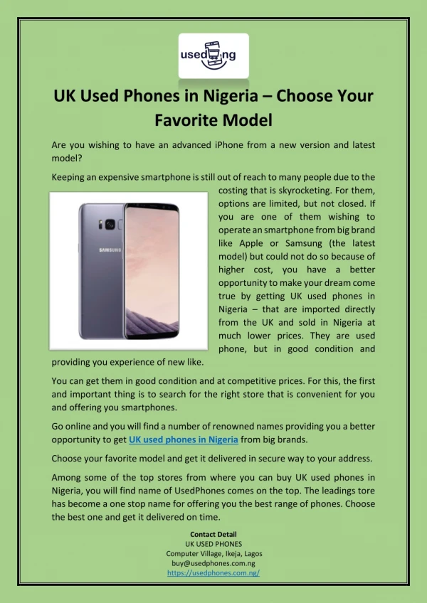 UK Used Phones in Nigeria – Choose Your Favorite Model