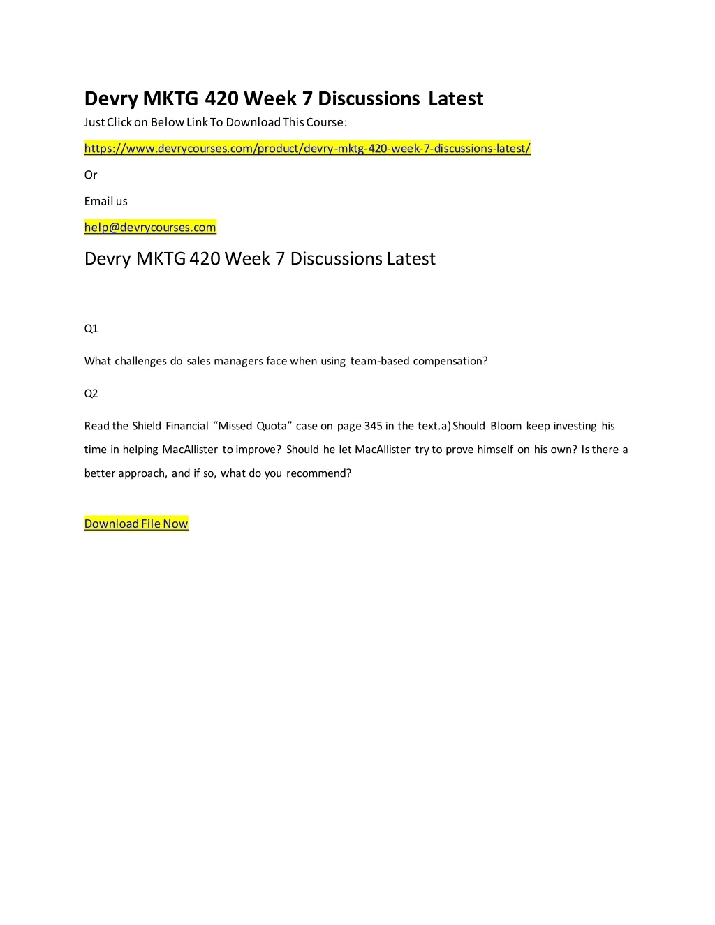 devry mktg 420 week 7 discussions latest just