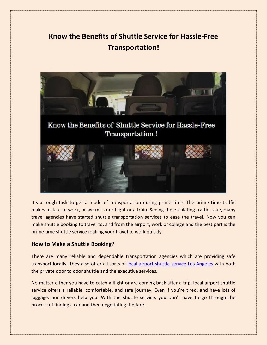 know the benefits of shuttle service for hassle