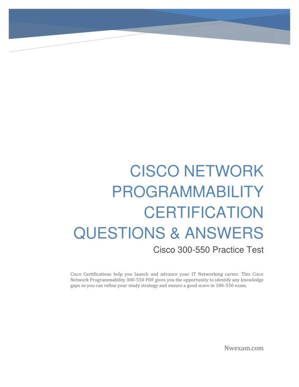 Cisco Network Programmability Certification Questions & Answers