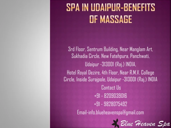 Spa in Udaipur-Benefits of Massage