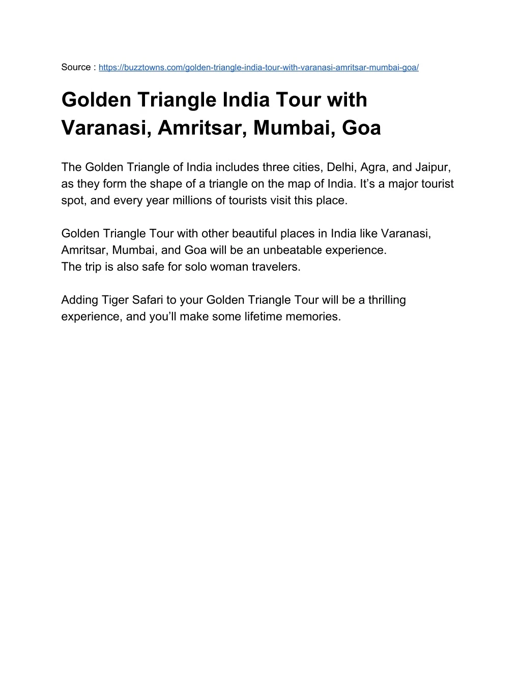 source https buzztowns com golden triangle india